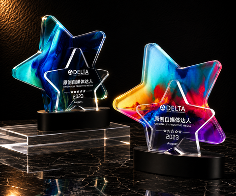 Twin Star Presentation Award - custom crystal awards with your logo